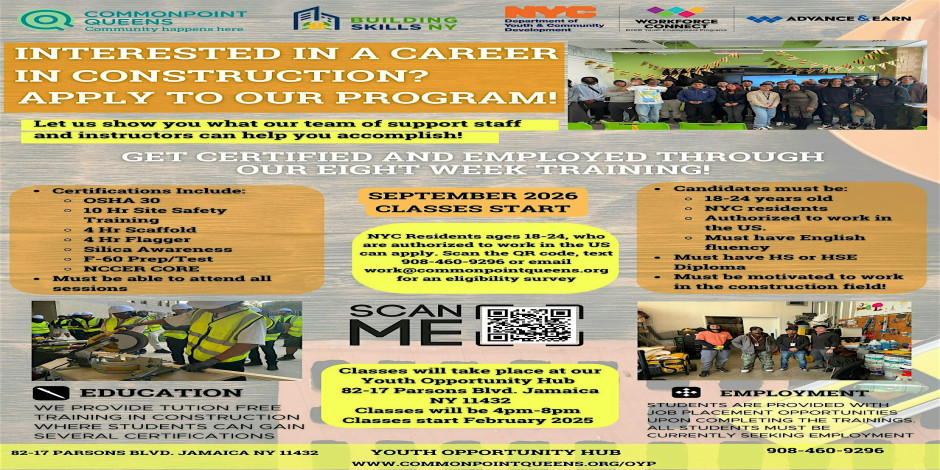 FREE Construction Classes for Youth 18-24 with Commonpoint