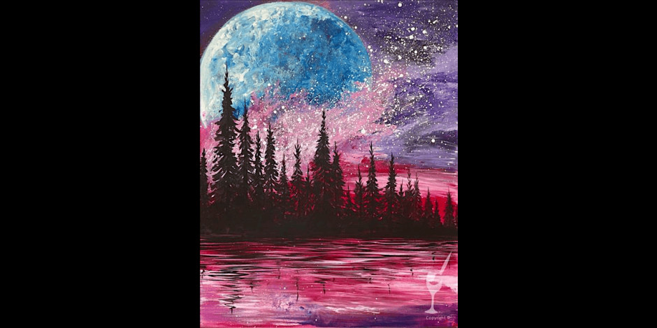 Moonlit Forest Lake View - Paint and Sip in Houston | Classpop!™ - UNATION