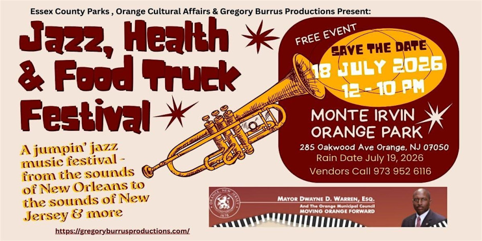5th Annual 2026 Jazz, Health & Food Truck Festival – Free Outdoor Orange NJ
