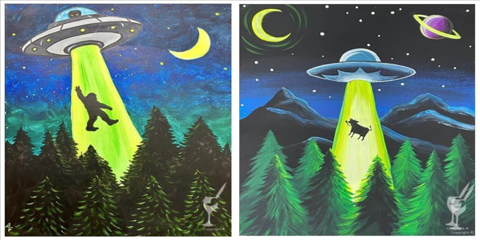 Blacklight Paint and Sip: Alien Abduction