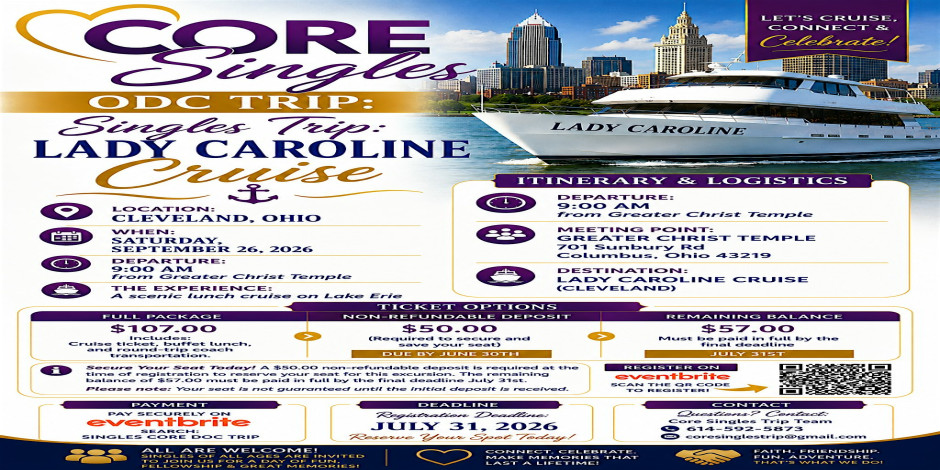 CORE Singles(ODC) trip Lady Caroline ( Cleveland Ohio)
