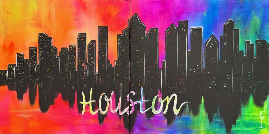 DATE NIGHT! BLACKLIGHT! Colorful Houston Skyline