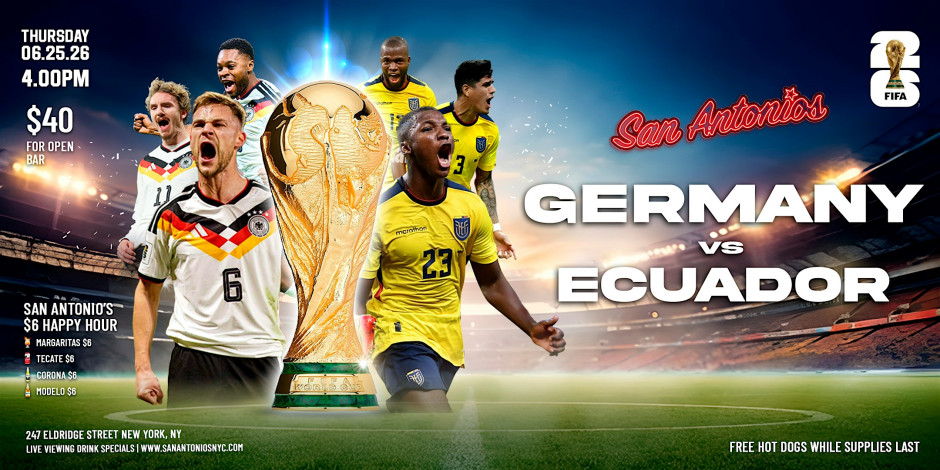 FIFA WORLD CUP 2026 WATCH PARTY: [GERMANY vs ECUADOR at San Antonios]
