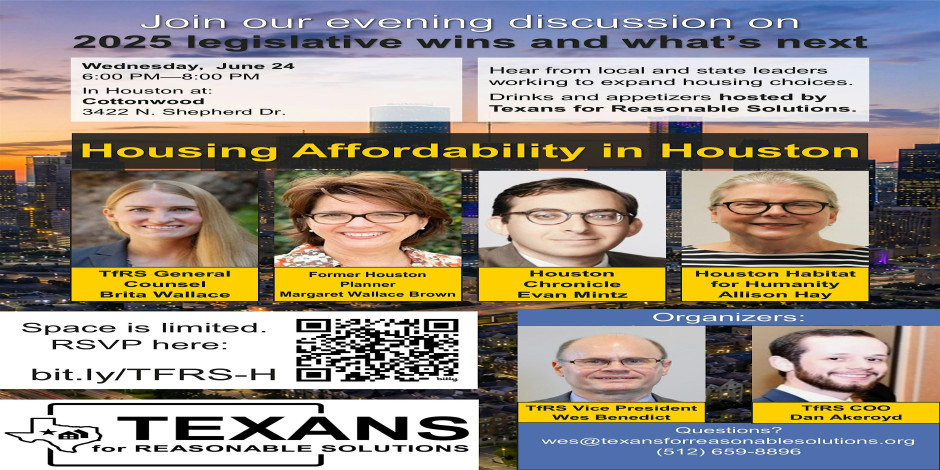 Join our evening discussion on Housing Affordability in Houston