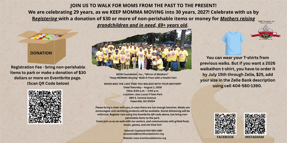 MOM Foundation, Inc., “Mirror of Mothers” “Keep MOMMA Moving" Walk-A-Thon