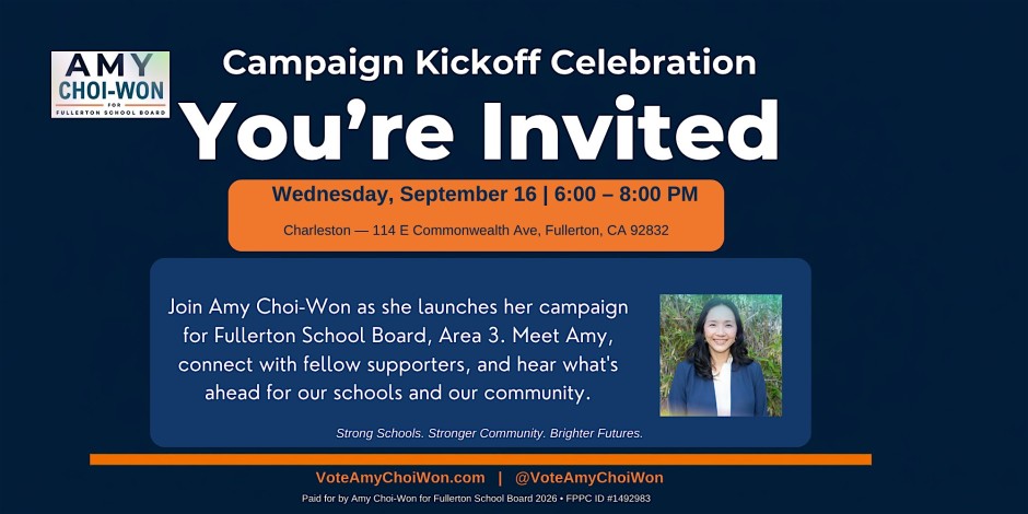 You're Invited: Amy Choi-Won's Campaign Kickoff Celebration