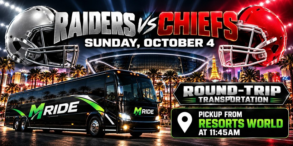 Las Vegas Raiders vs Kansas City Chiefs R/T SHUTTLE FROM RESORTS WORLD